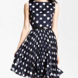 Adrianna Papell Pleated Burn Out Dot Dress Navy- Brand New with Tags, Size 4